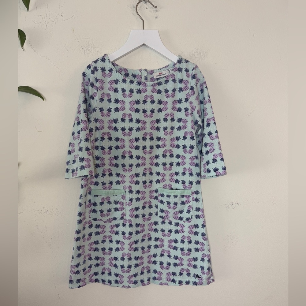 Vineyard Vines Mint Green, Purple and Blue Pineapple Graphic Print Dress 5/6 /XS